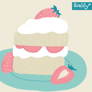 digital illustration of strawberry shoetcake